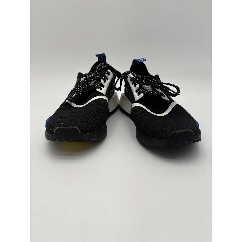 Adidas NMD R1 Mens 8.5 Womens 10 Black White Blue Logo Print Sneakers FX6794 - Picture 6 of 8